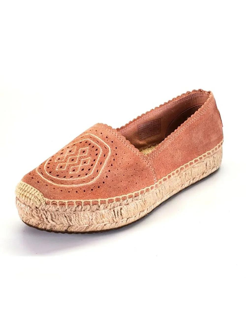 UGG Women's Pink Heidi Perforated Espadrille In Suntan Suede Sz 6.5 1711 - Picture 8 of 14